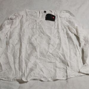 White Eyelet Long-Sleeve Blouse